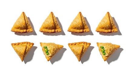 Naklejka premium Delicious samosas on white background.