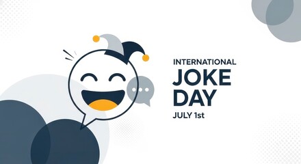 Obraz premium International Joke Day Celebration with Smiling Emoji and Speech Bubbles