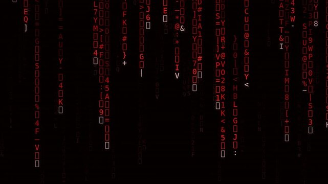 Red Hacker Terminal Code Rain Animation Loop Futuristic Cyber Security Background