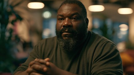 Obraz premium Neurodiversity Workplace Middle Aged Nigerian Plus Size Man Calm
