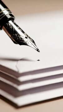 Stack of blank pages with soft shadows and shallow focus