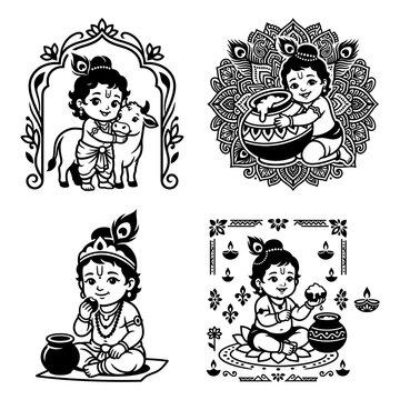 Super Didi and Krishna Rakhi bundle vector