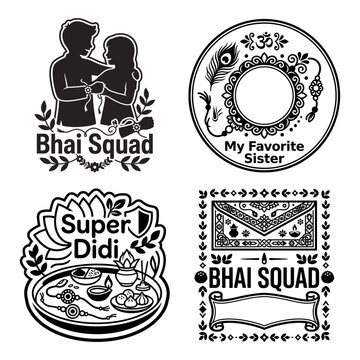 Bhai Squad and Super Didi Rakhi emblem vector