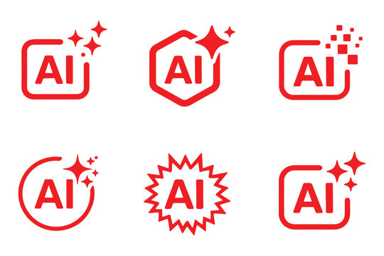Generative ai sparkle icon set for adobe illustrator, vector collection of clean star symbols, shiny glitter effects in black and gradient for new magic features. 