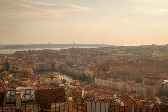 Panoramic Sunset View from a Lisbon Miradouro