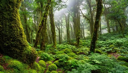 Obraz premium Mossy Green Rainforest At The Foothills Of Himalayas