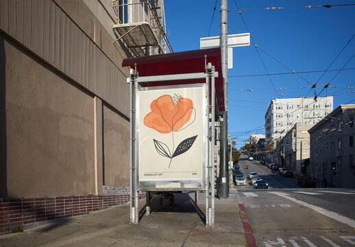 Bus Stop Shelter Mockup Template