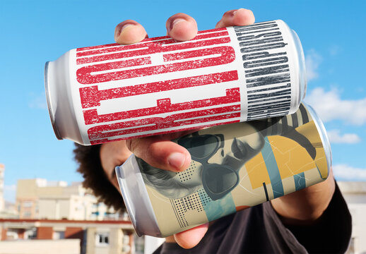 Mockup Template of Two Cans