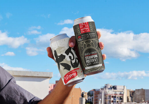 Mockup Template of Beverage Cans
