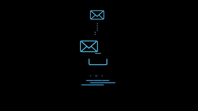 Email envelopes flying out and floating. Digital icons sending messages and newsletters. Mobile messaging mockup, mail service or email marketing. Concept of bulk email sending animation.
