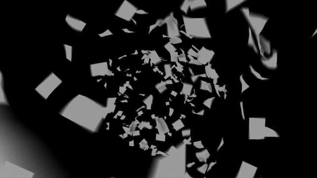 a animated paper animation with A4 paper flying through space