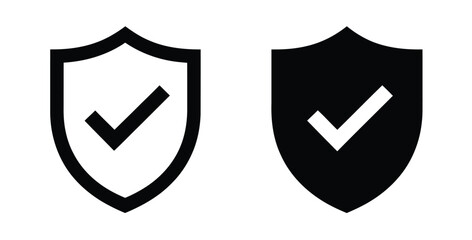 Shield check mark icon, green security shield protection symbol with verification tick for cybersecurity, safety and trusted access. © Gary D. Marlow