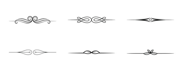 Set of six decorative vintage dividers for wedding invitations and retro greeting cards. © TopW59