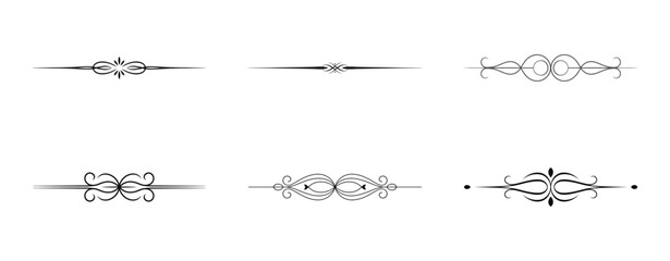 Calligraphic swirly flourishes and floral line dividers for elegant invitation design work. © TopW59