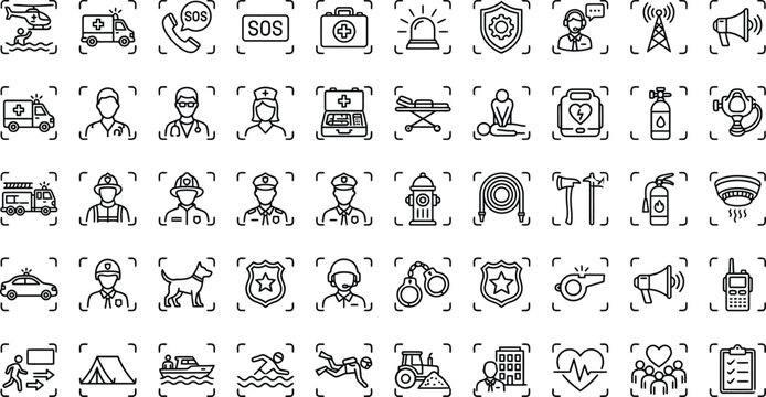 Emergency and Public Safety Response Services Icon Set