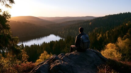 Fototapeta premium Adventurous scenic travel destination captured during crisp evening light evoking a mood of explo n and wonder
