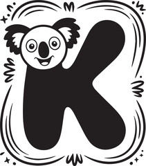 Smiling koala letter k illustration isolated on transparent background, Vector, illustration © Rijvi