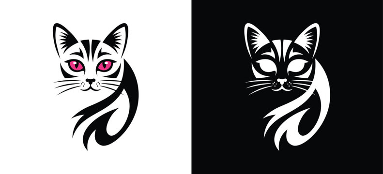 Stylized Cat Logo Vector, Abstract Feline Mascot Icon, Modern Pet Animal Symbol for Premium Branding