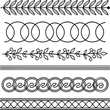 Seamless Decorative Border Ornaments and Divider Lines Set
