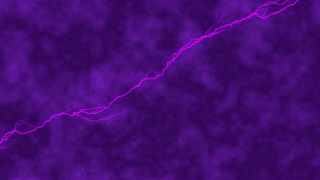 Vibrant purple lightning slashes across a textured, dark purple background. Electric energy pulses with vivid, branching light. The storm's fury radiates raw power and intensity. Ideal for digital art