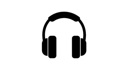 Fototapeta premium Minimal black silhouette icon, simple flat vector, bold black shape, no, no shading black silhouette icon of modern overear headphones on a, flat icon style