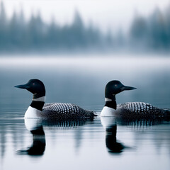 Fototapeta premium Loons on the lake