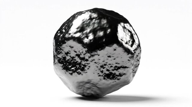 smooth polished metallic egg shaped object with shiny surface on bright white background