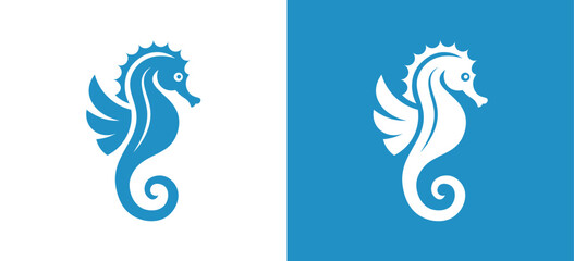 Seahorse Logo Vector, Marine Ocean Creature Emblem, Elegant Aquatic Animal Symbol for Seafood, Aquarium and Coastal Branding © Farhad