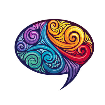 Colorful brain illustration in thought bubble style