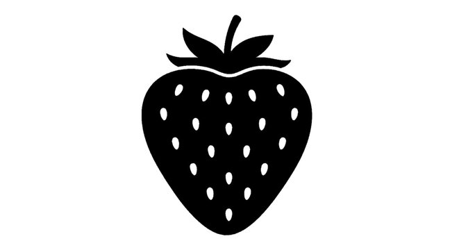 Minimal black silhouette icon, simple flat vector, bold black shape, no, no shading black silhouette of a strawberry icon on a, flat icon style