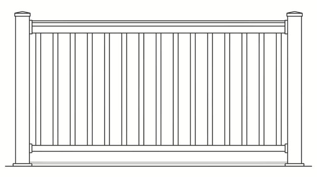 Classic wooden balustrade with vertical slats design, isolated white background.