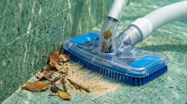 Swimming Pool Vacuum Cleaning Leaves and Debris