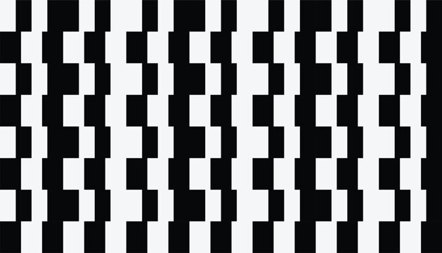 Seamless black and white geometric pattern with vertical stepped lines.