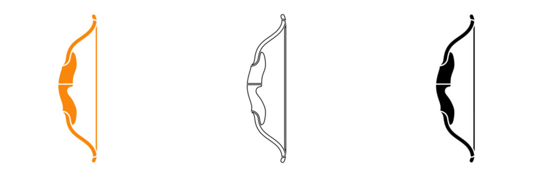 Archery bow illustrations in orange black and white