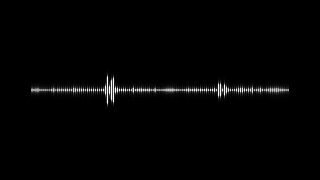 Abstract sound waveform spectrum animation with bright gold glowing effect, elegant music waves oscillation on isolated black background, cinematic sound wave visualization for ambient music 4k video