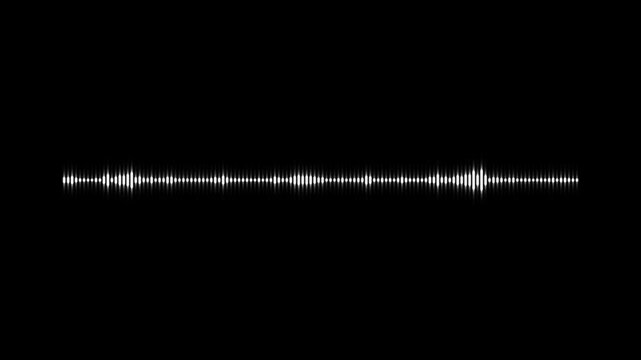 Digital sound waveform spectrum animation with audio frequency signal meter, modern music waves oscillation isolated on dark background, white sound waves meter for sound design project, 4k video