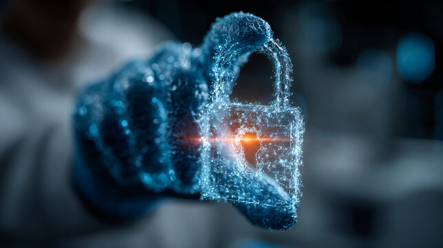 Digital DNA helix glowing with cybersecurity data flow in futuristic biotech setting