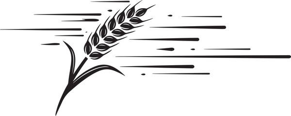 Dynamic wheat grain stalk with speed lines for fast food delivery concept agriculture delivery illustration. black icon silhouette vector © mst