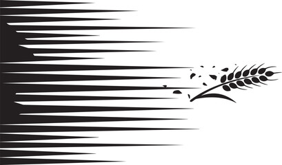 Dynamic wheat grain stalk with speed lines for fast food delivery concept agriculture delivery illustration. black icon silhouette vector © mst