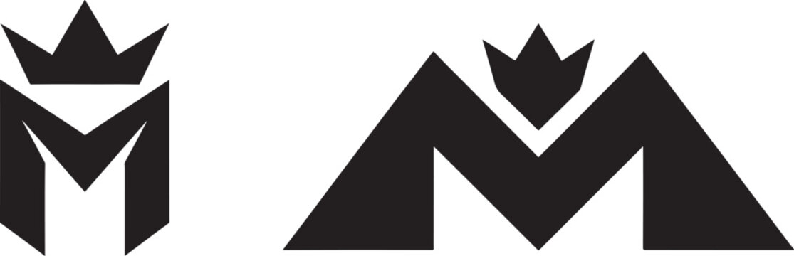 Geometric letter M monogram with crown symbol for luxury branding and corporate identity design