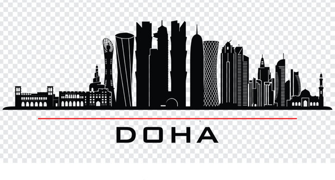 Doha city skyline silhouette vector illustration