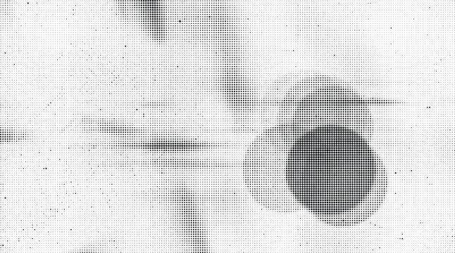 Abstract black and white halftone pattern background with grunge texture and digital glitch effect