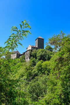 Dorf Tirol, Schloss Tirol, Algund, Weinberg, Wald, Landwirtschaft, Wanderweg, Waalweg, Vinschgau, S&uuml;dtirol, Texelgruppe, Fr&uuml;hling, Sommer, Italien