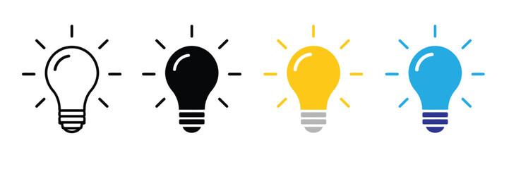 Light bulb icon. Idea symbol. Electric lamp vector illustration. Electric power symbol. Shining light bulb pictogram - vector stock © Ruhul