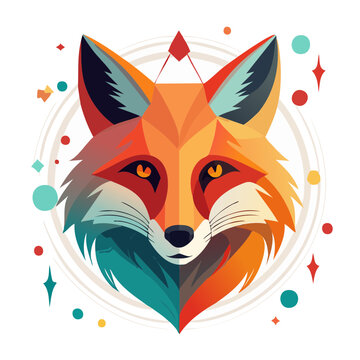 Geometric Fox Face Illustration in Flat Design