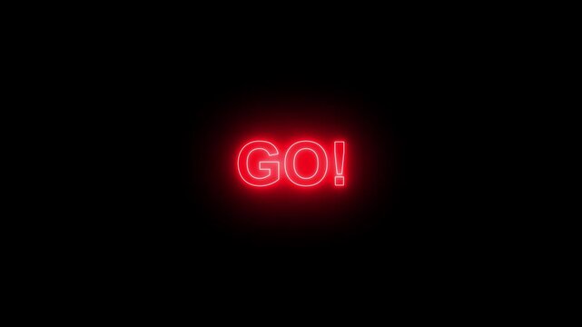Glowing Neon 3 2 1 GO Countdown Animation on Black Background &ndash; Futuristic Start Timer