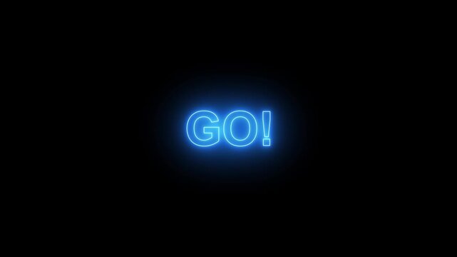 Glowing Neon 3 2 1 GO Countdown Animation on Black Background &ndash; Futuristic Start Timer