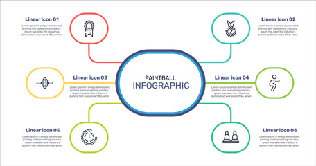 paintball outline icon set featuring first place, second place, squats, routine icons. © VectorStockDesign