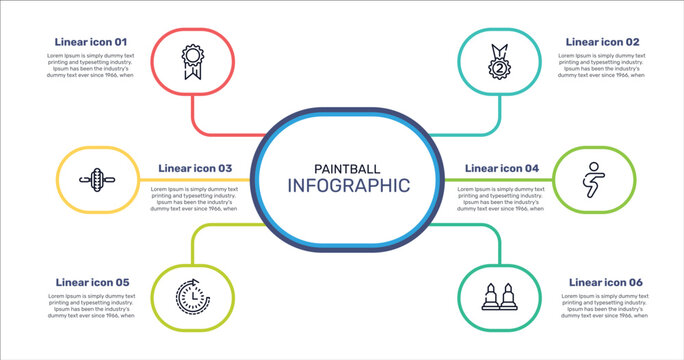 paintball outline icon set featuring first place, second place, squats, routine icons.