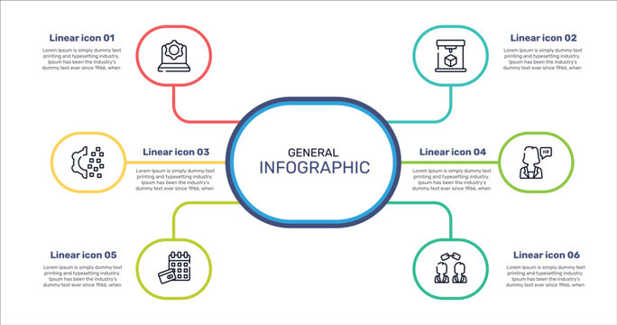 general outline icon set featuring information technology, 3d printing, hr manager, annual fee icons.